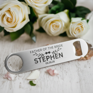 Personalised Bottle Opener, Custom Bar Blade, Bespoke Groomsmen Gifts, Unique Wedding Favours, Best Man Gift, Father of The Bride Gift, Barware First Glass Designs