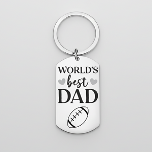Personalised Engraved Rugby Keyring – "World’s Best Dad" First Glass Designs