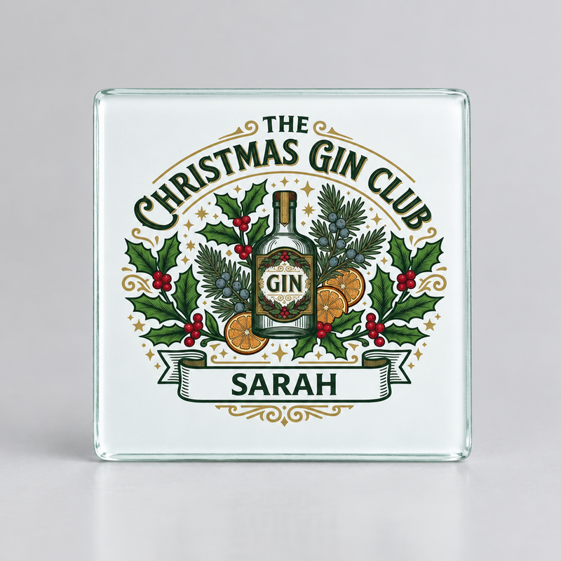 Personalised Gin Coaster | Christmas Gin Club, Custom First Glass Designs