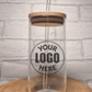 Personalised Glass Iced Coffee / Cold Brew Cups with Bamboo Lid and Glass Straw