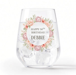 Personalised Birthday Wine Glass | Custom Printed Floral First Glass Designs