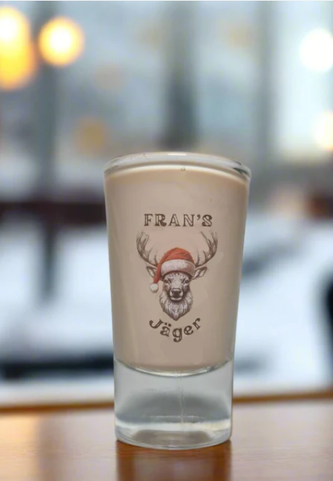 Personalised Festive Shot Glass, Choose An Animal, Christmas Gift For Him, Her, Stocking Filler, Secret Santa, Jager Bomb, Baby Guinness