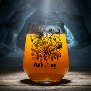 Personalised Gothic Rose Glass — Dark Botanical Design | Gothic Gift First Glass Designs