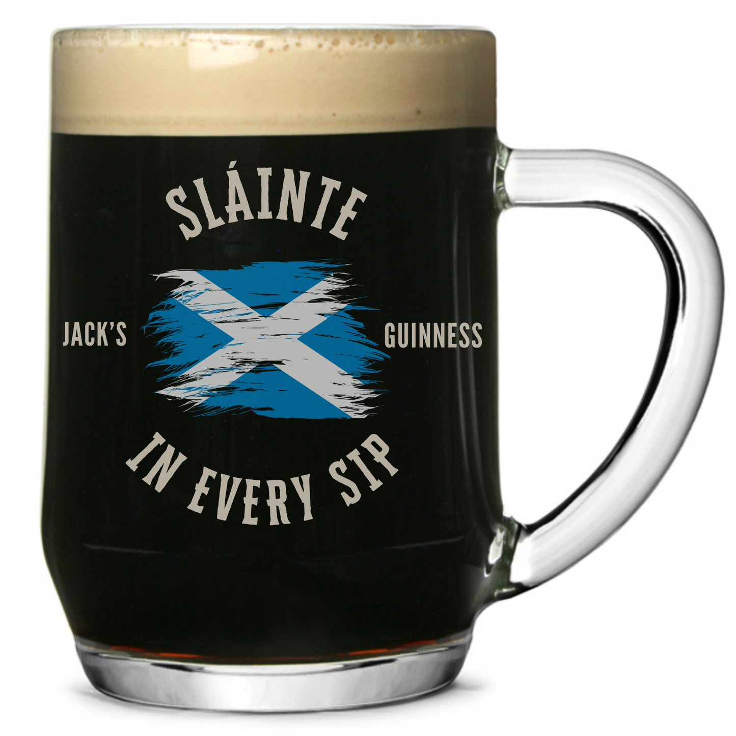 Slainte In Every Sip Personalised Pint Tankard Guinness Glass - Gift For Guinness Lover, Scottish Glass, Scotland, Gift For Him Her