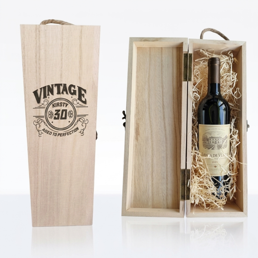 Personalised Wine Carry Case Gift Set for 21st 30th 40th 50th 60th 70th Birthdays FirstGlassDesigns