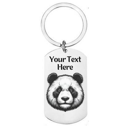 Personalised keyring with cute panda design and customisable text