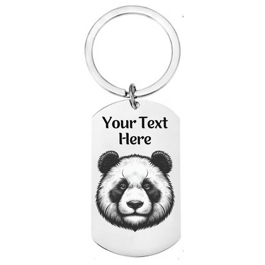 Personalised keyring with cute panda design and customisable text
