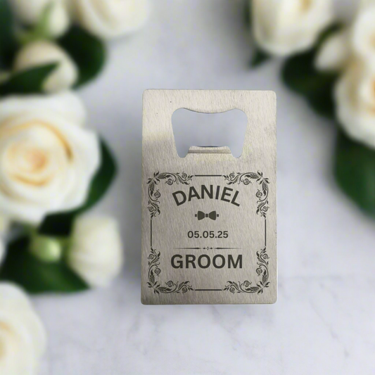groomsmen personalised bottle opener, groomsmen usher best man father of the bride bespoke gifts