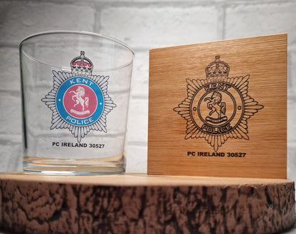 personalised police officer retirement leaving gift glass whiskey glass
