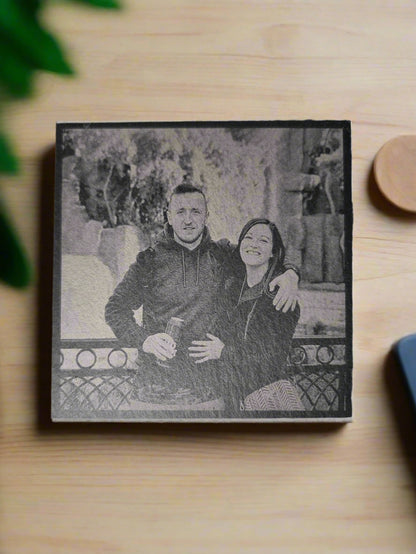 photo laser engraved personalised slate coasters