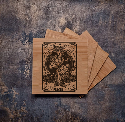 Horoscope / Astroloogy / Zodiac Bamboo Coasters with Star Sign Logos