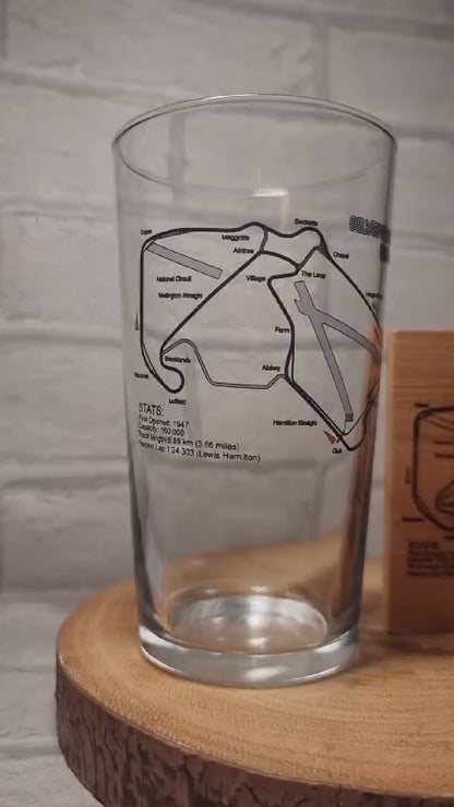 Racing Track Circuit / Track Layout Beer Glass with Bamboo Coaster - Great Gift Idea for racing Fan
