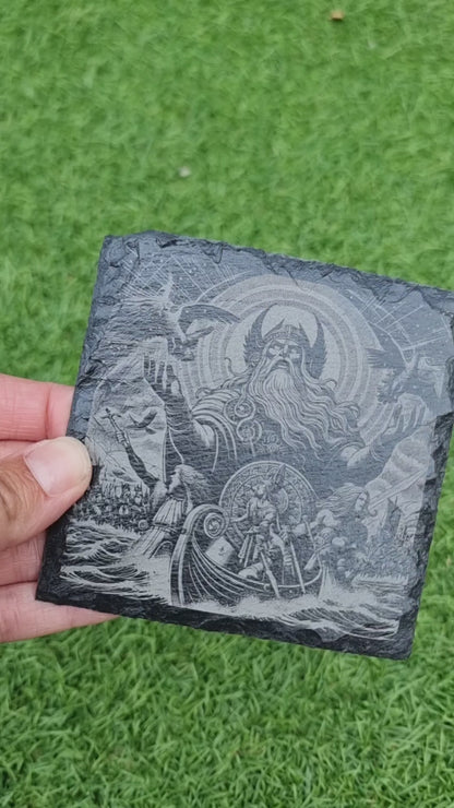 Norse Viking Mythology God Odin Slate / Bamboo Coaster Home Decor Gift