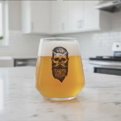 Hipster Skull Dad Beer Glass — Personalised Allegra Ale Glass Gift