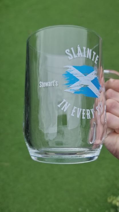 Slainte In Every Sip Personalised Pint Tankard Guinness Glass - Gift For Guinness Lover, Scottish Glass, Scotland, Gift For Him Her