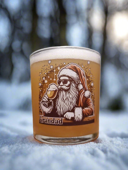 Personalised Hipster Santa Xmas Festive Beer Tankard Glass Gift Idea for Dad, Brother, Boyfriend etc