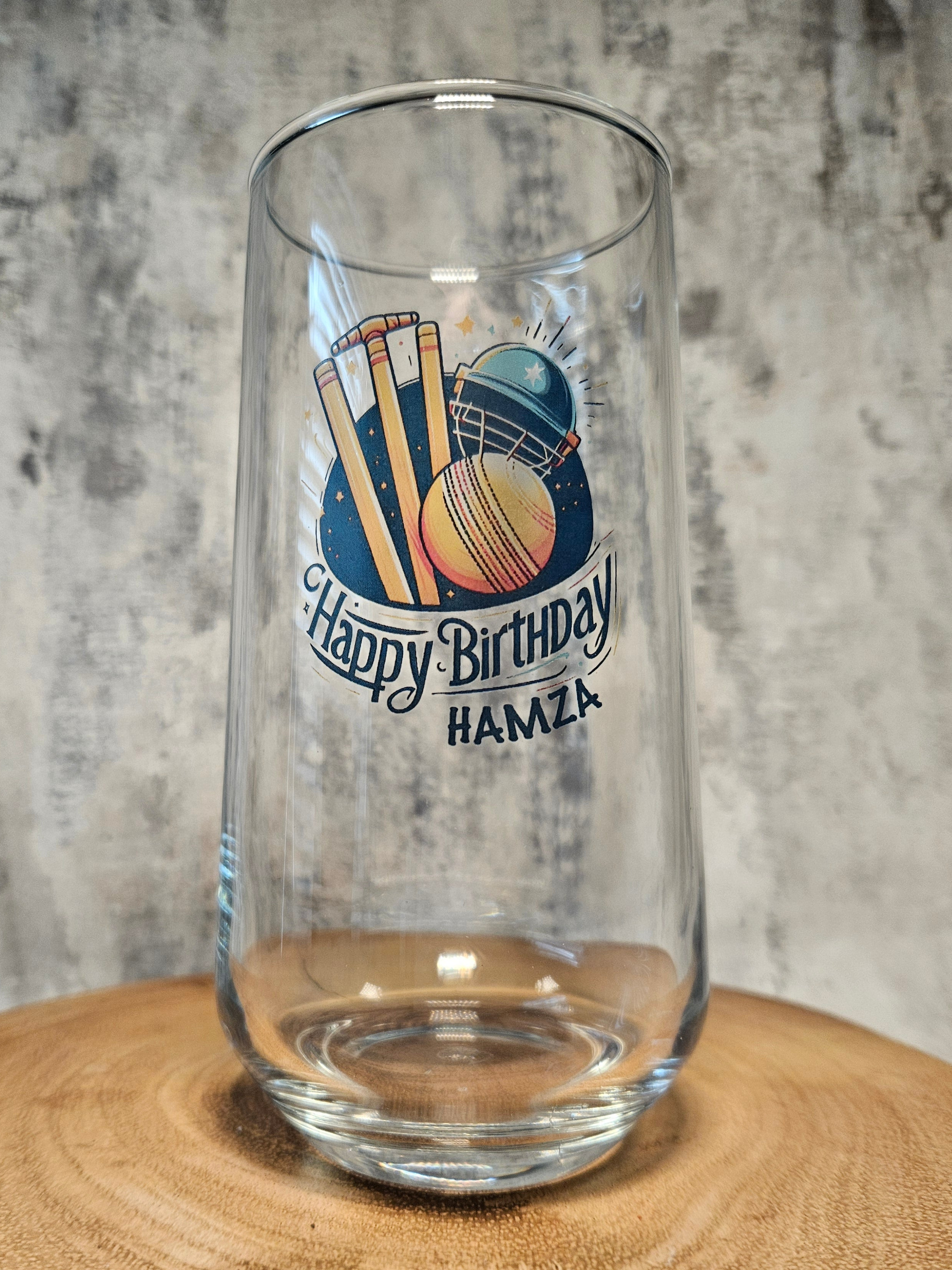 Personalised Cricket Glass, Gift For Cricket Lover 