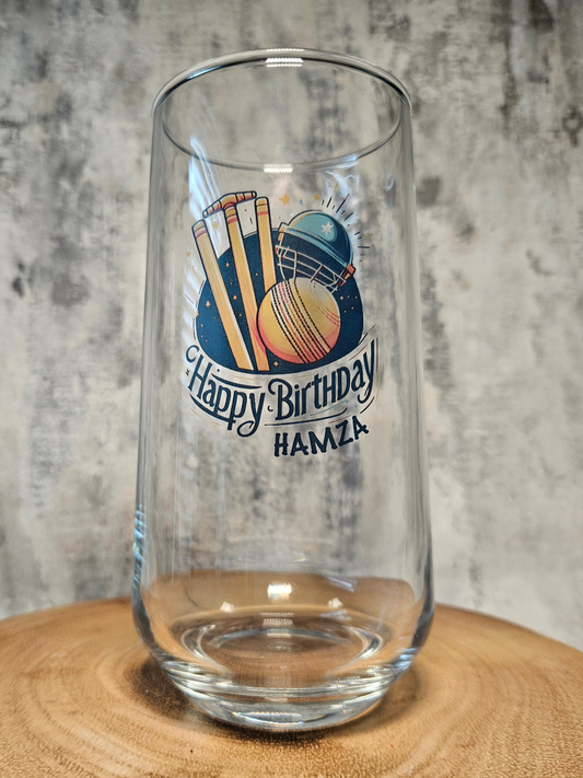 Personalised Cricket Glass, Gift For Cricket Lover 