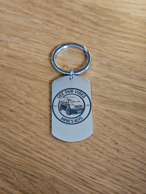 Personalised Camper Keyring – Custom Engraved Text, Date & Registration Plate with Optional Message First Glass Designs