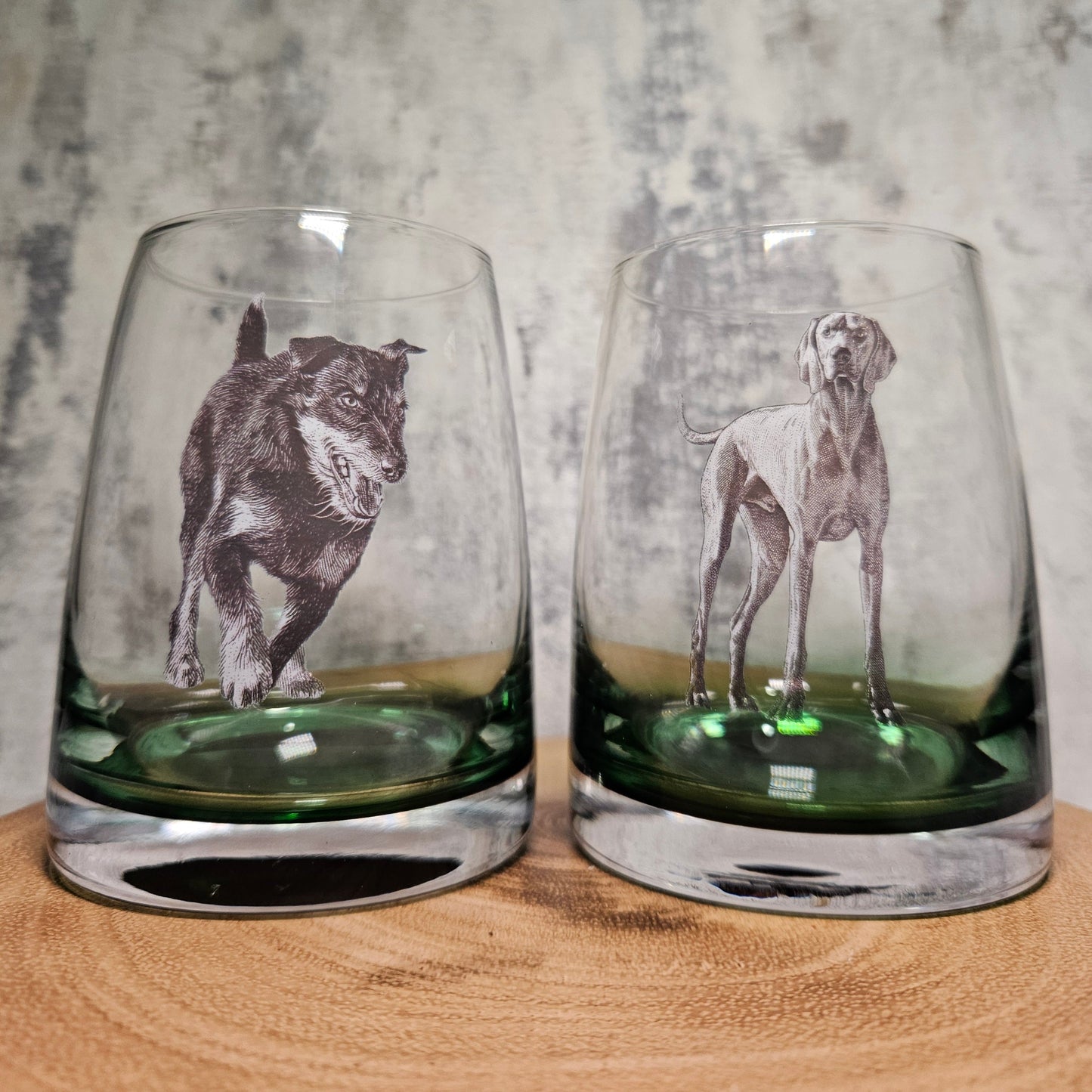 Personalised Whiskey Tumbler with Green Base – Custom Printed Glass