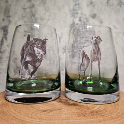 Personalised Whiskey Tumbler with Green Base – Custom Printed Glass