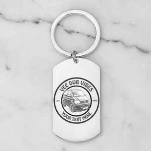 Personalised Camper Keyring – Custom Engraved Text, Date & Registration Plate with Optional Message First Glass Designs