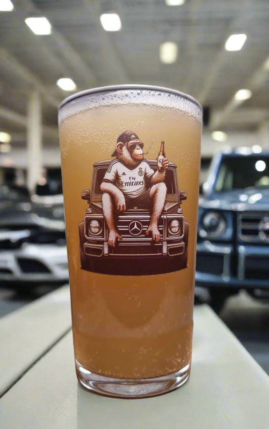 G-Wagon Brewmaster Glass with Monkey Accent - A Unique Beer Gift Idea!