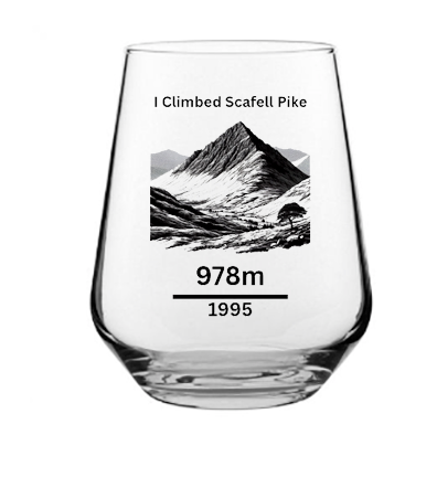 Personalised I Climbed Scafell pike glass with custom name and date engraving”