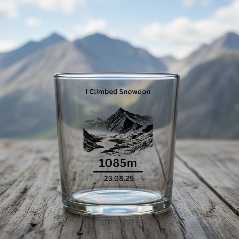 personalised snowdon hiking beer glass