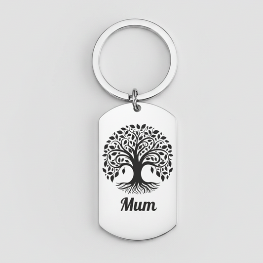 Personalised Engraved Tree of Life Keyring – A Meaningful Gift for Mum First Glass Designs
