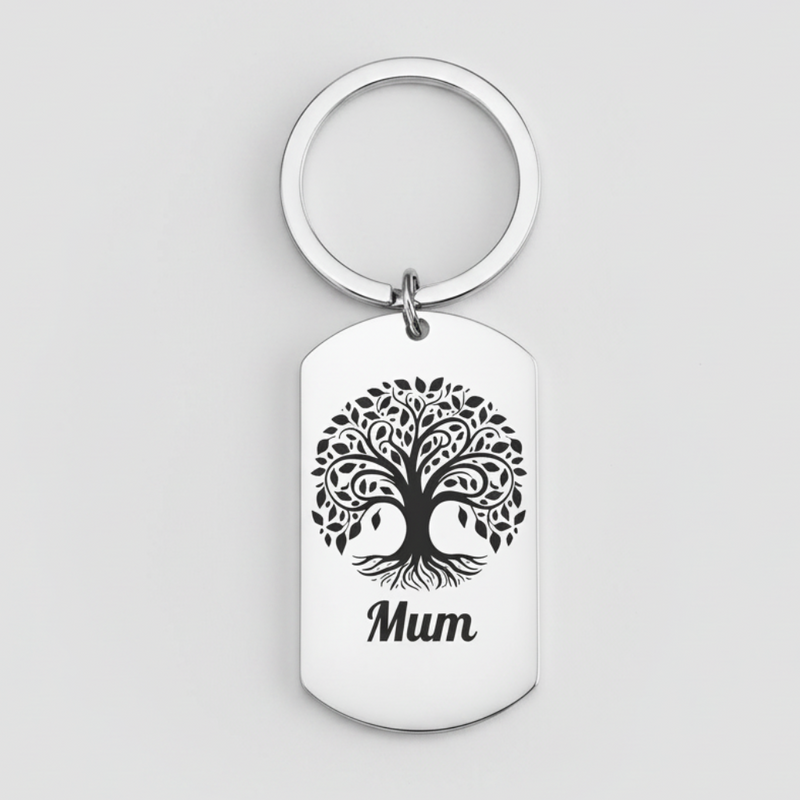 Personalised Engraved Tree of Life Keyring – A Meaningful Gift for Mum First Glass Designs