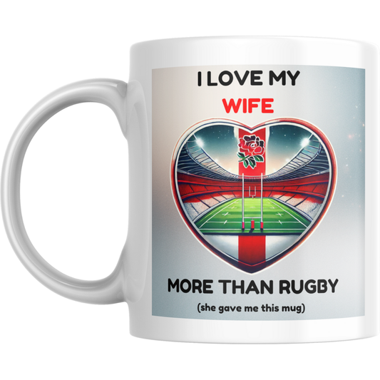England Rugby Boyfriend Mug - I Love My GF / Wife More Than Rugby Heart Gift First Glass Designs