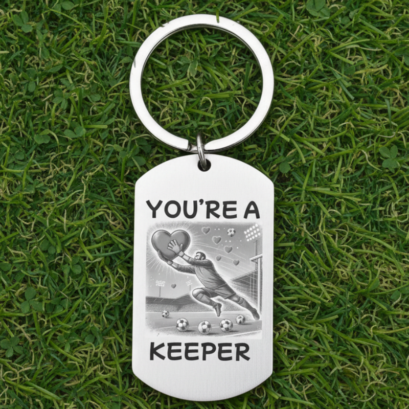Personalised “You’re a Keeper” Football Keyring – Stainless Steel with Goalkeeper & Heart Design

Celebrate love and football with this fun and meaningful personalised stainless steel keyring, featuring a goalkeeper diving to catch a heart and the playful text “You’re a Keeper.” Whether you're shopping for your football-loving partner or a sporty Valentine’s Day gift, this unique keepsake is a perfect way to show someone they’ve captured your heart.

Made from durable stainless steel, this keychain is desig