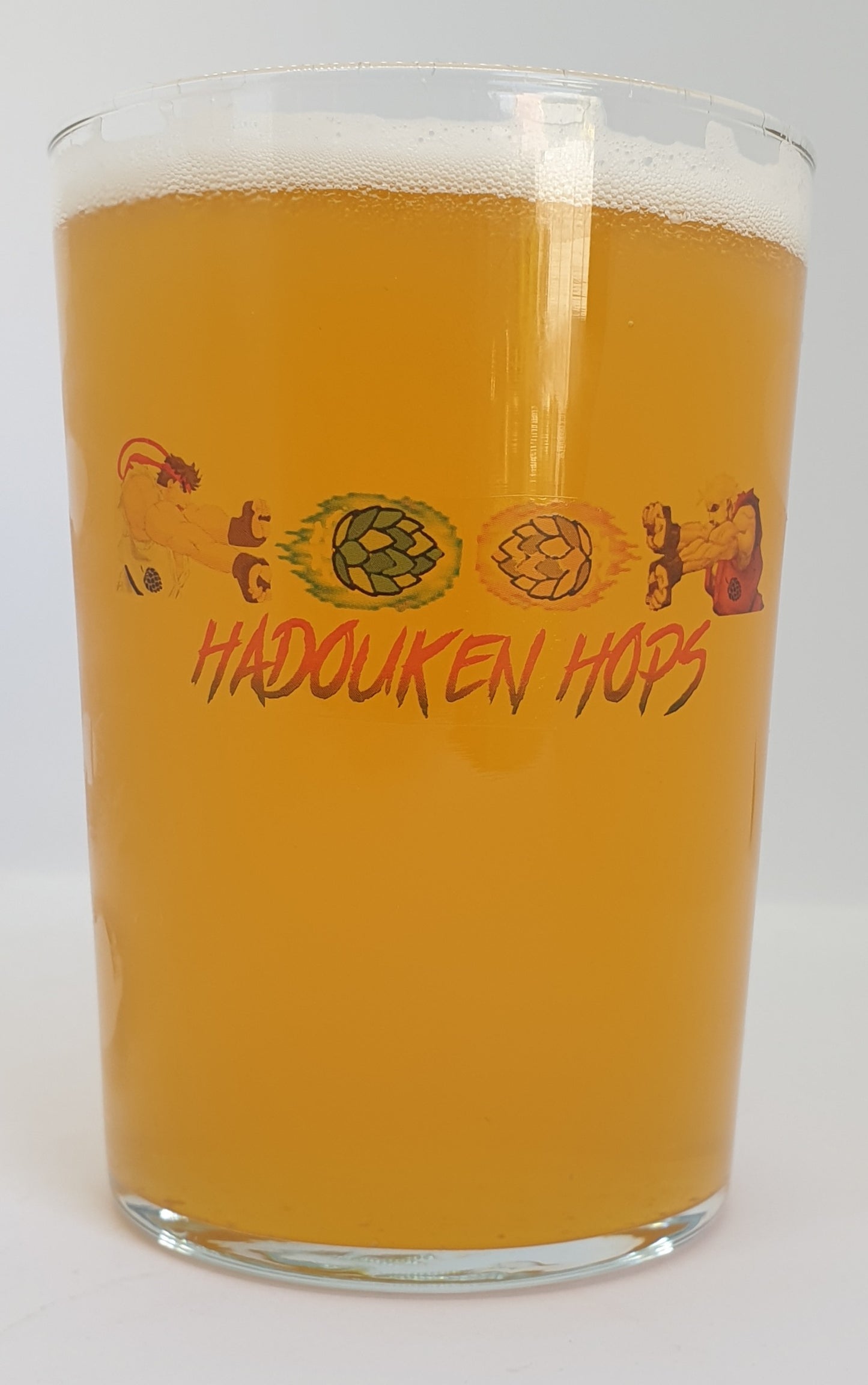 Street Fighter Retro Gift Idea 'Hadouken Hops' Custom Beer Glass