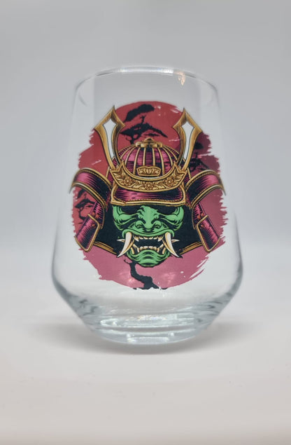 Japanese Samurai Shogun Warrior Mask Allegra Glass