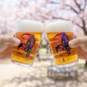 Personalised Samurai Shogun Beer Glass with Custom Name in Japanese – Unique Japanese Warrior Pint Glass Gift