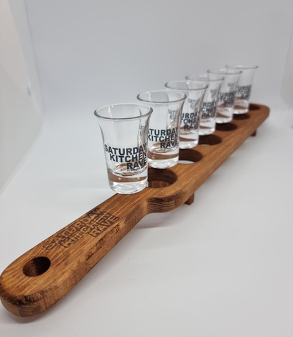 6 x Personalised Shot glasses with Paddle -Great Custom Gift Idea